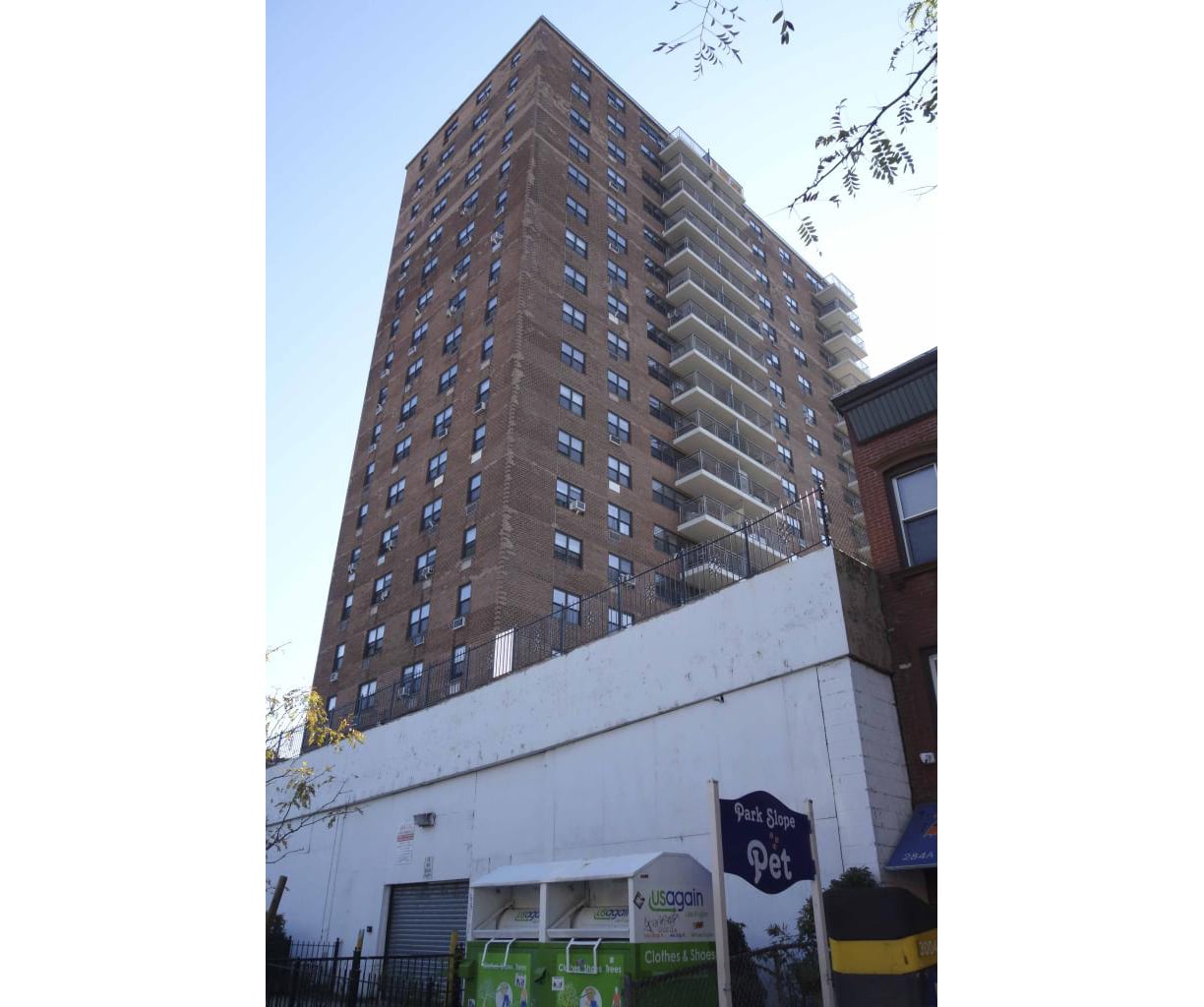 brick building with balconies