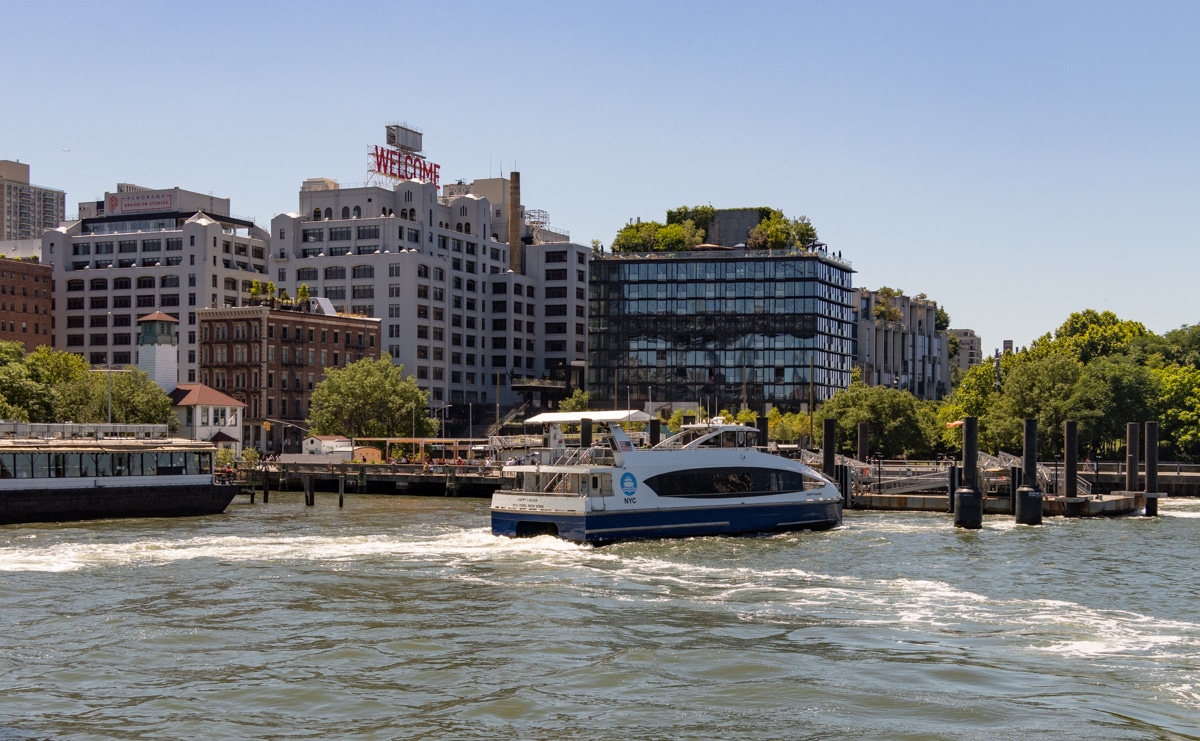 brooklyn: a ferry approaching fulton ferry landing