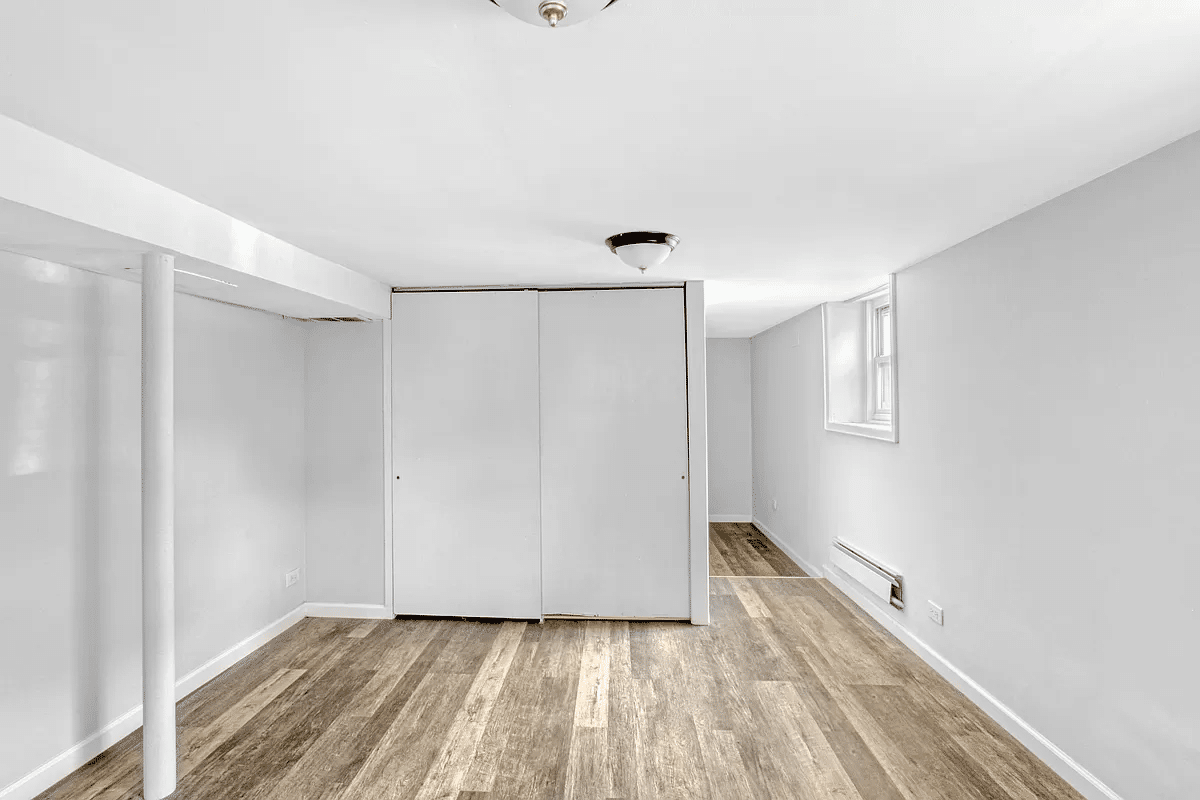 basement with vinyl flooring