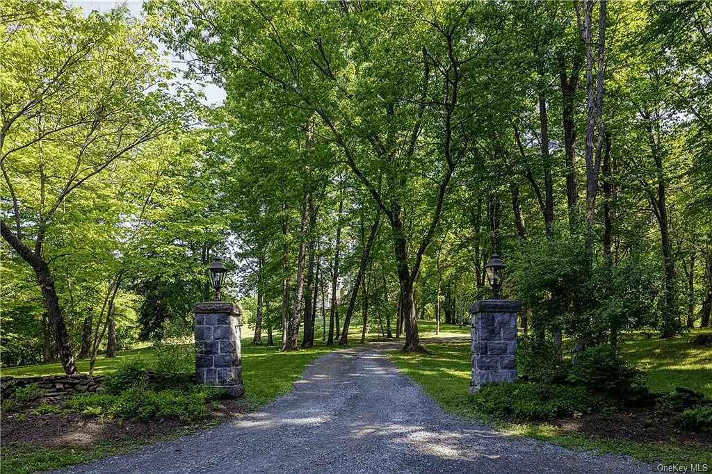 stone columns marking the driveway