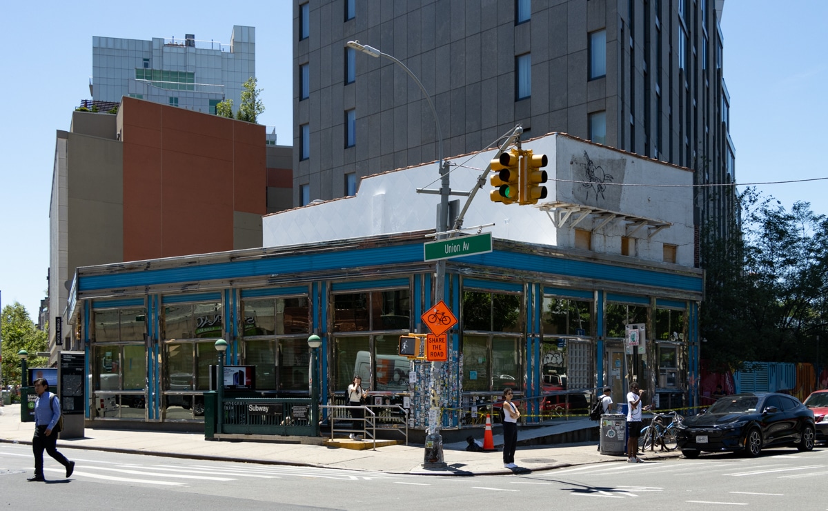 brooklyn - pedestrians near a subway stop in williamsburg
