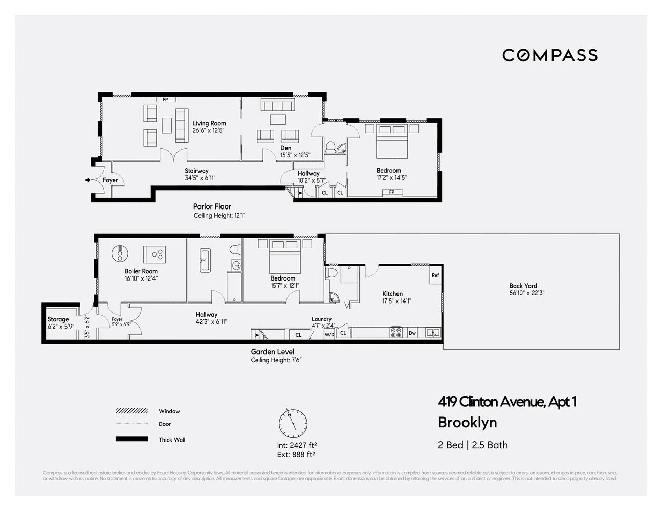 floorplan of lower duplex with two bedrooms