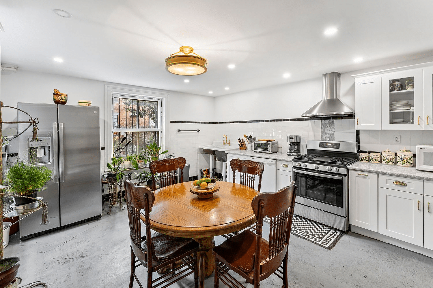kitchen with white cabinets