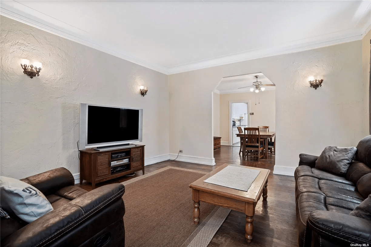 living room with textured walls