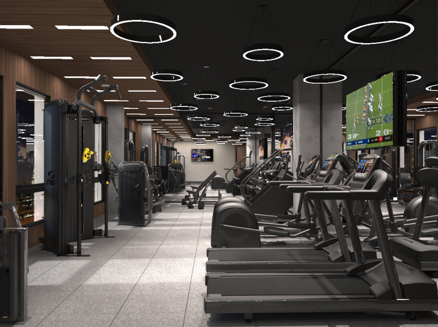 gym with treadmills