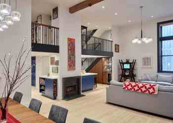 LIVING - open plan living and dining room with a fireplace