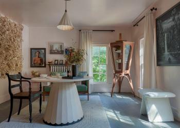 kingston showhouse - a study with pink walls