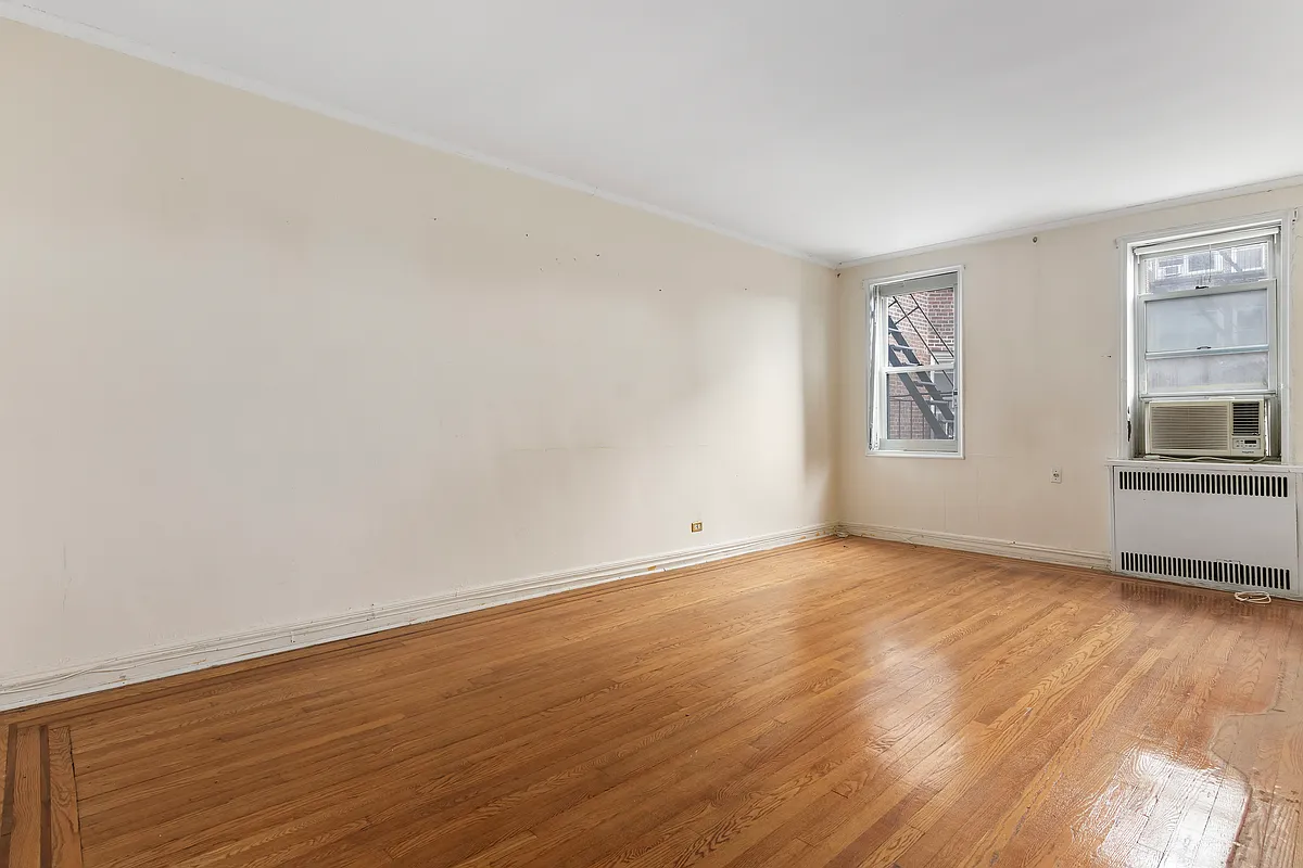 windsor terrace - living room with wood floor, two windows