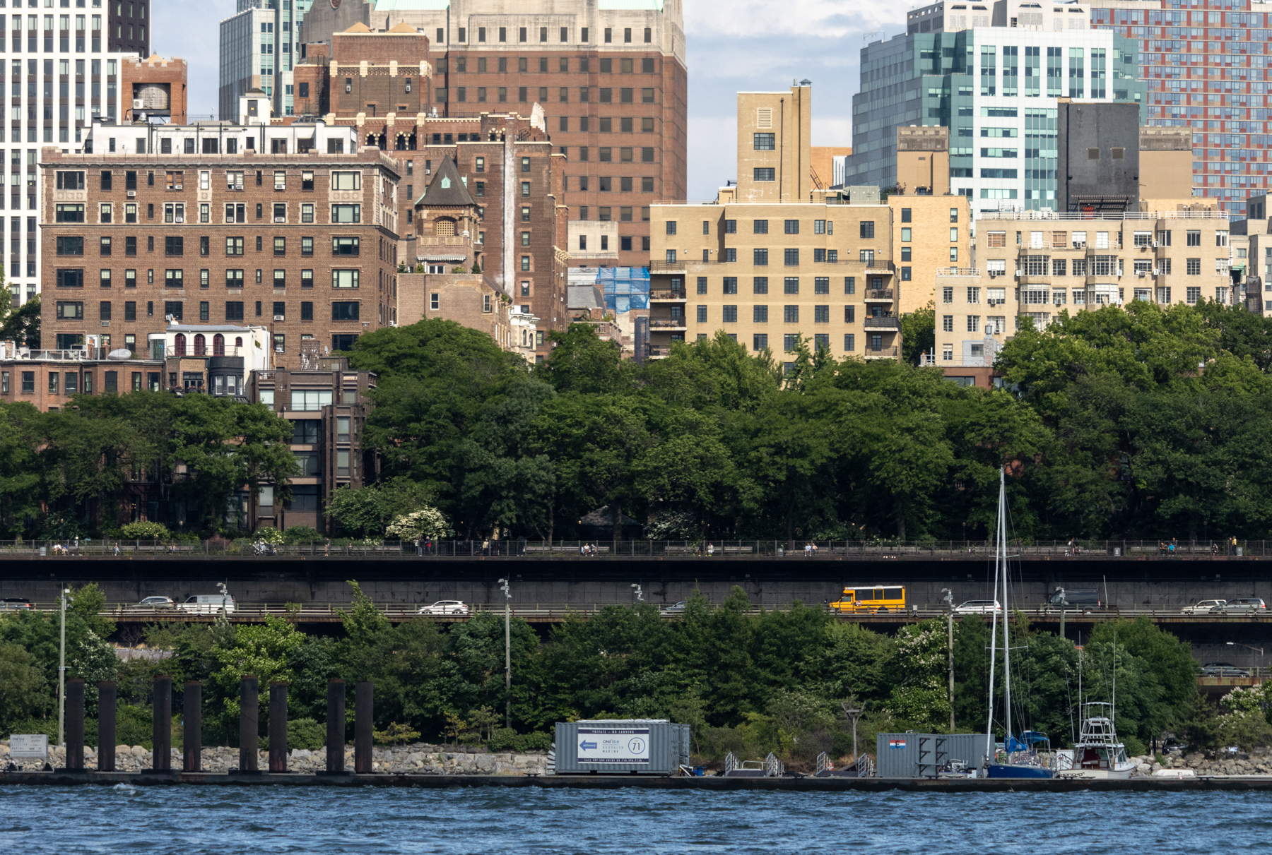 brooklyn queens expressway cantilever viewed from the water