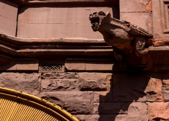 a brownstone gargoyle