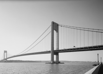 verrazzano-narrows bridge - black and white photo from Bay Ridge waterfront