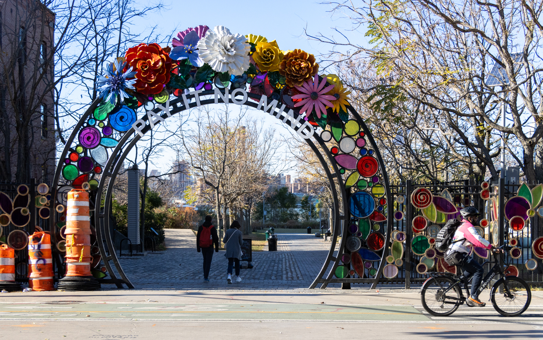 brooklyn - entrance to the marsha p. johnson state park in williamsburg with colorful arched entrance