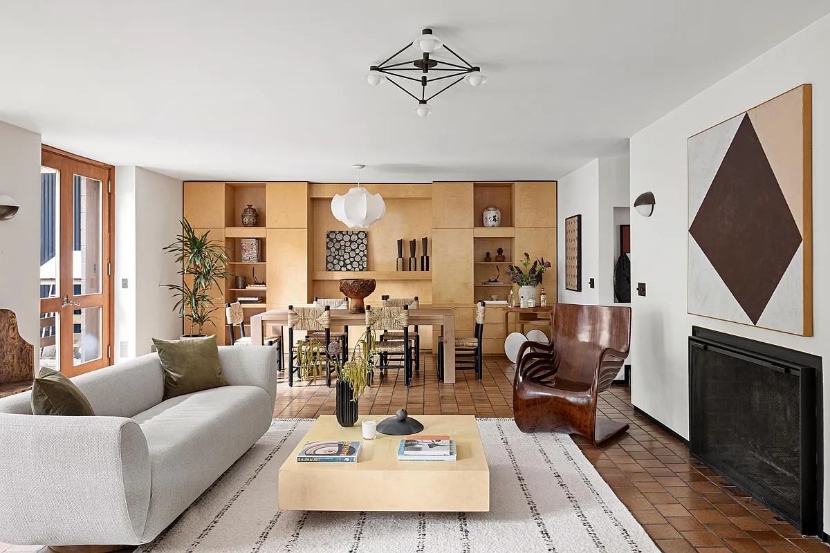 interior with white walls, built-in storage