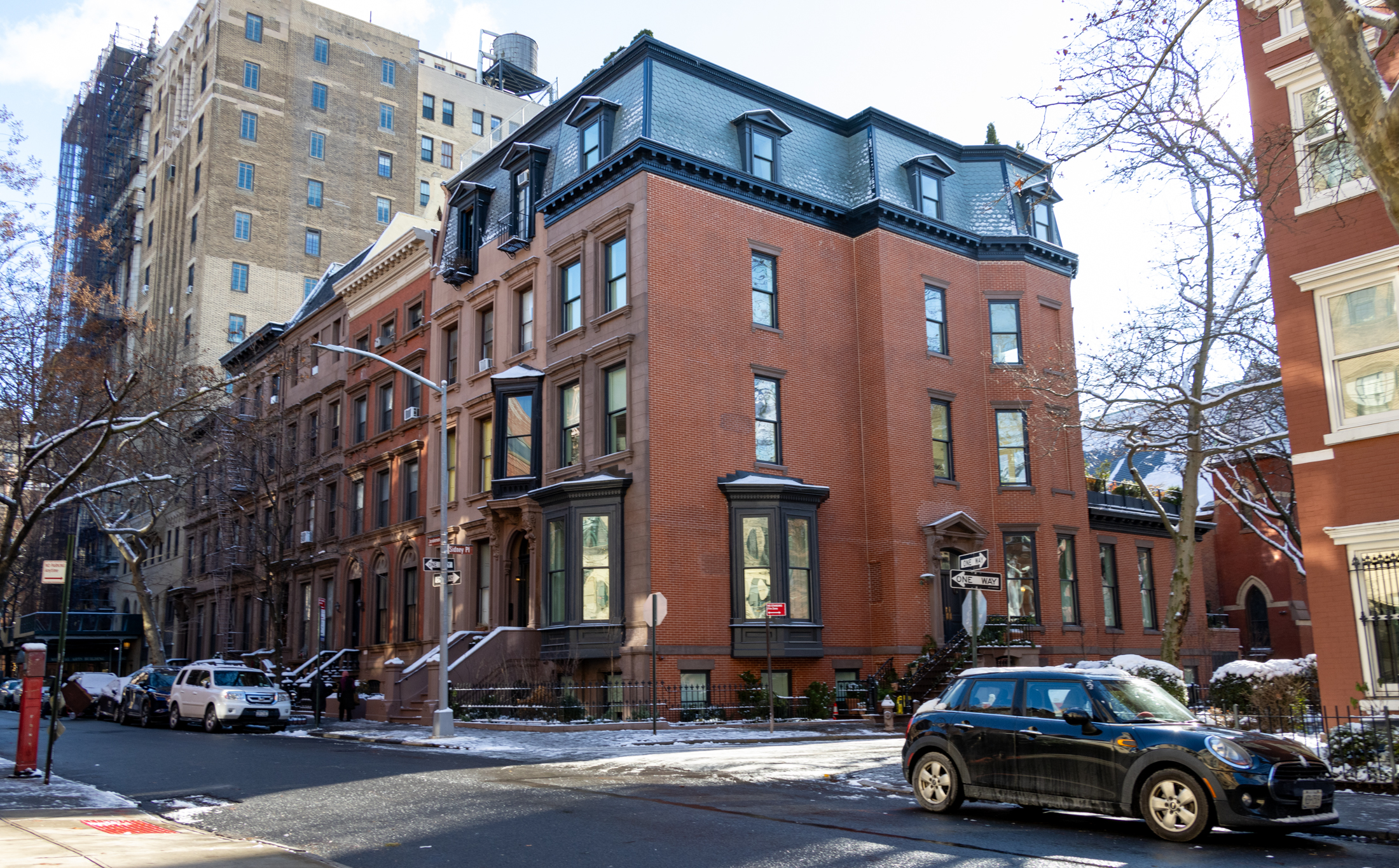 brownstone with a mansard roof 