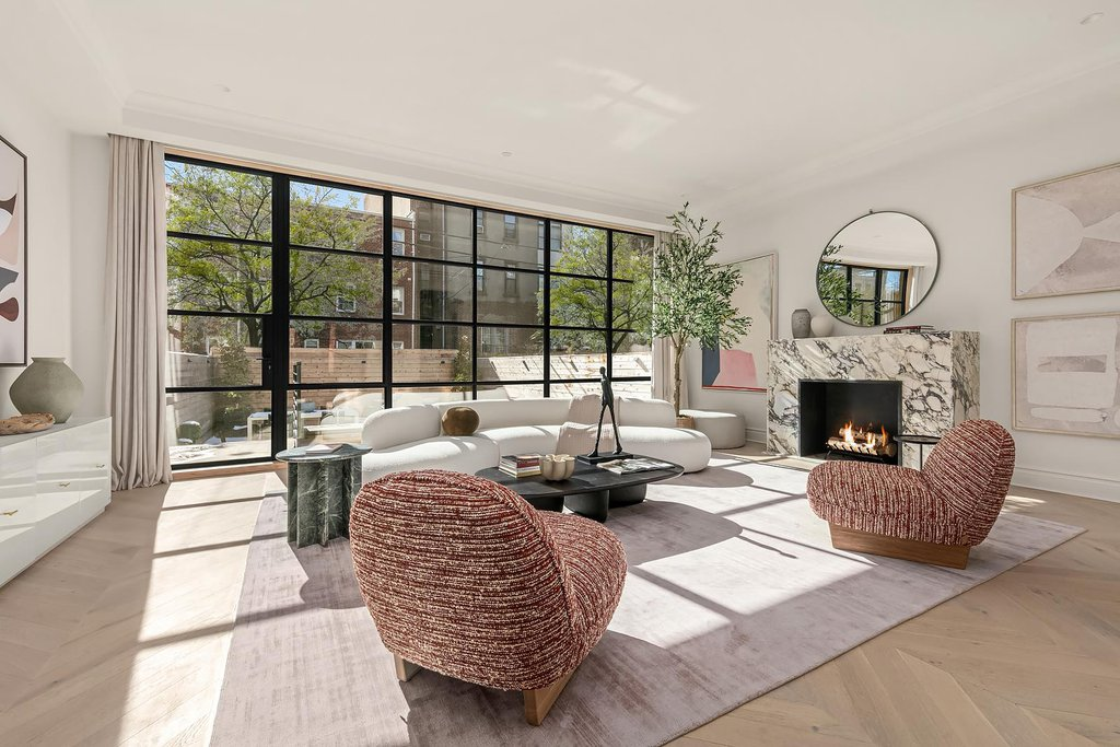 interior with marble mantel