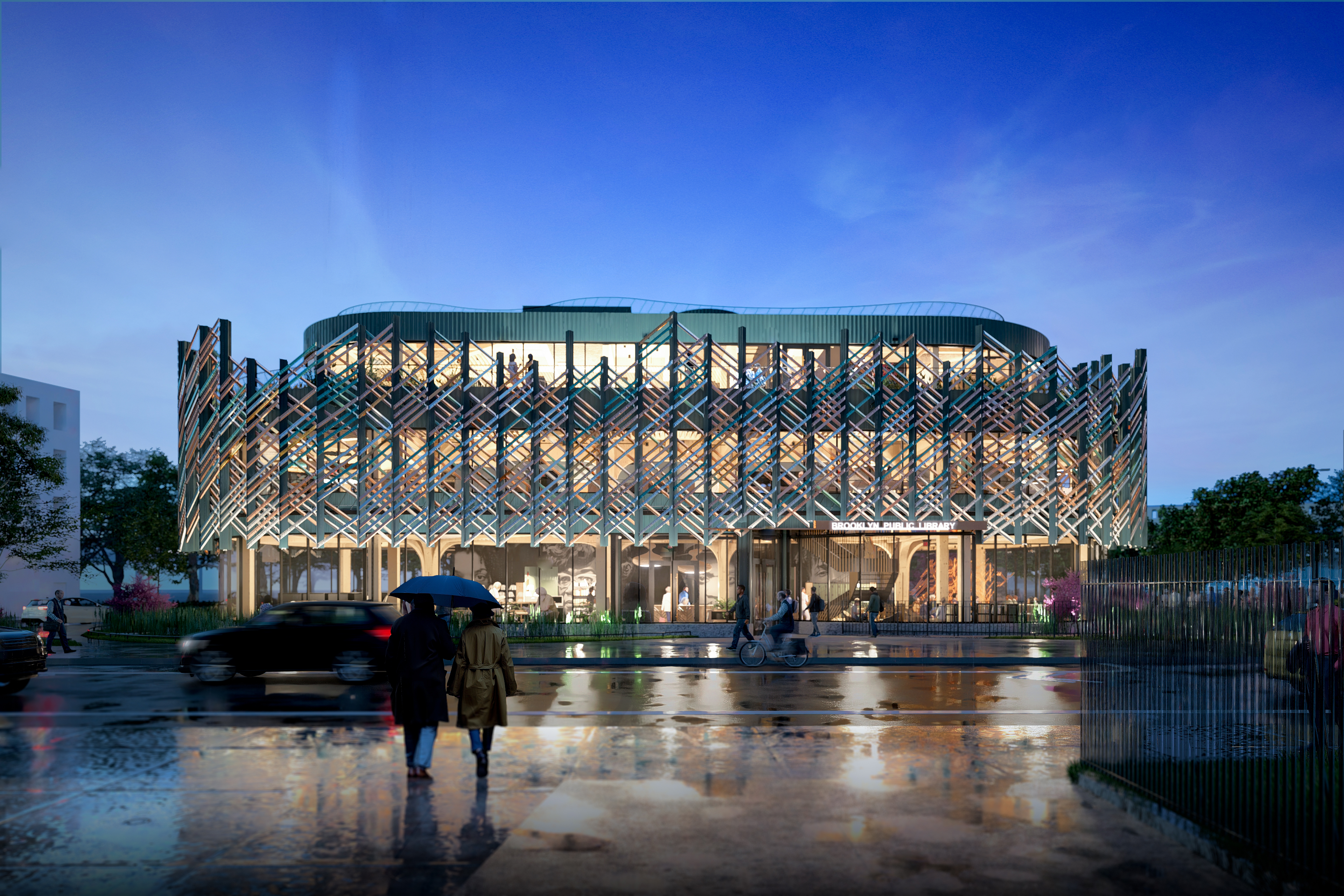 rendering of facade at night