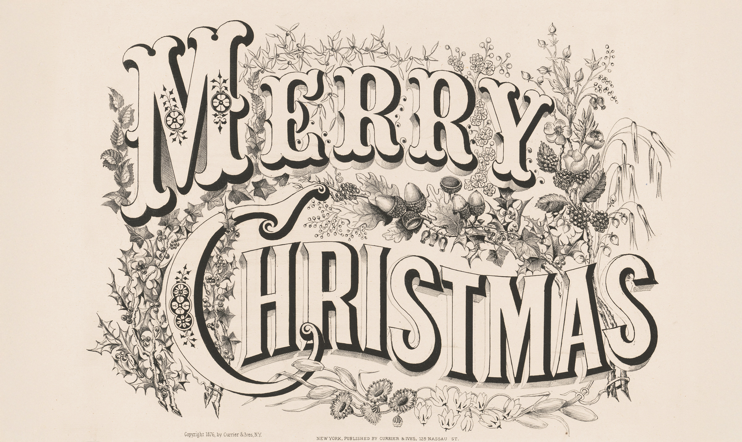 christmas - black and white illustration with merry christmas