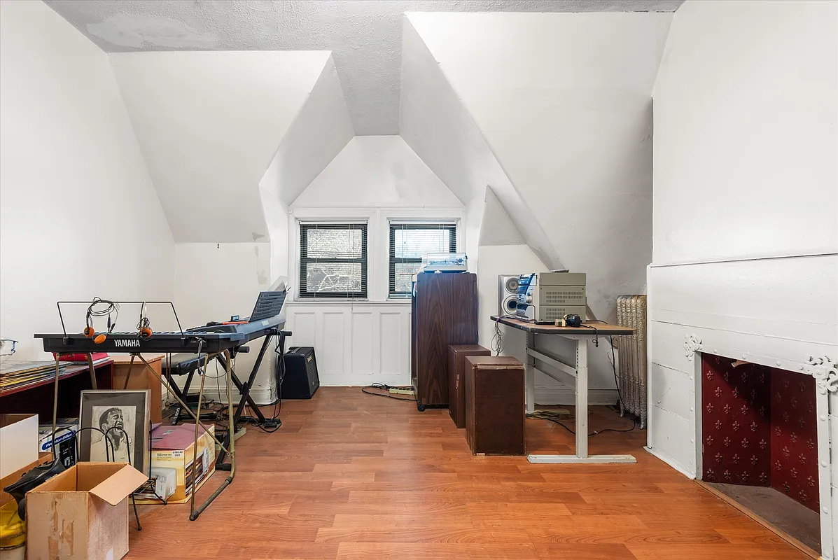 top floor bedroom set up as an office