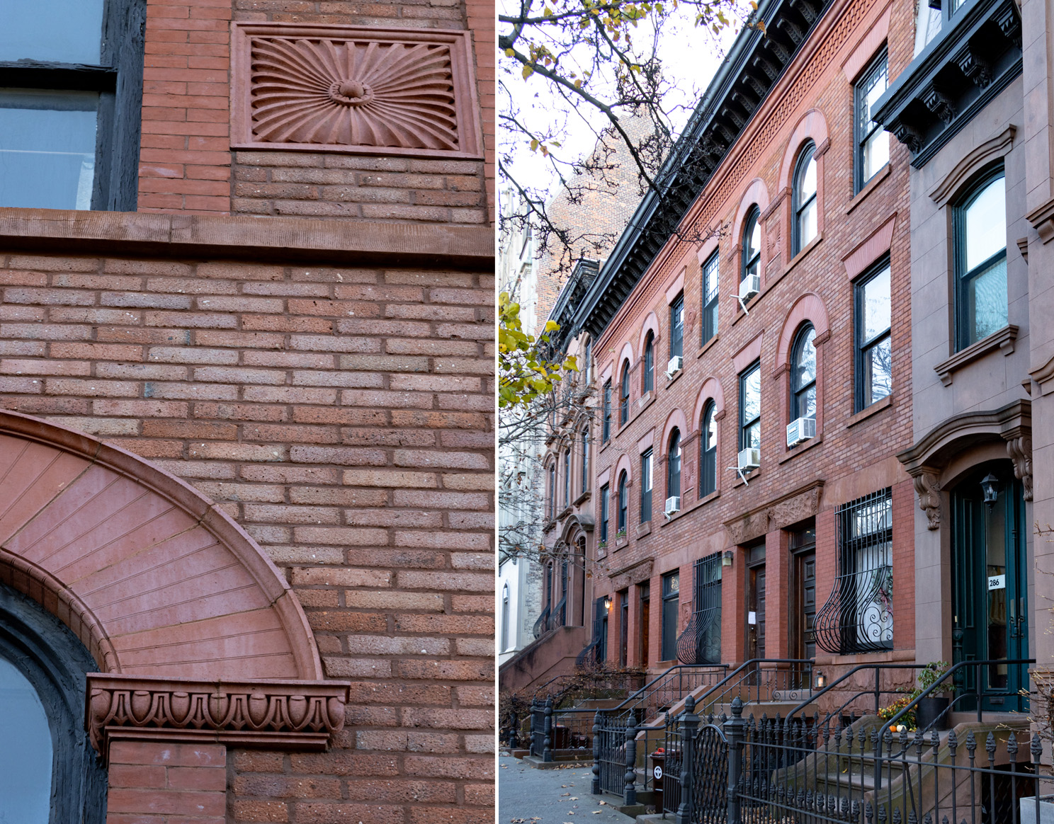 brick and brownstone row