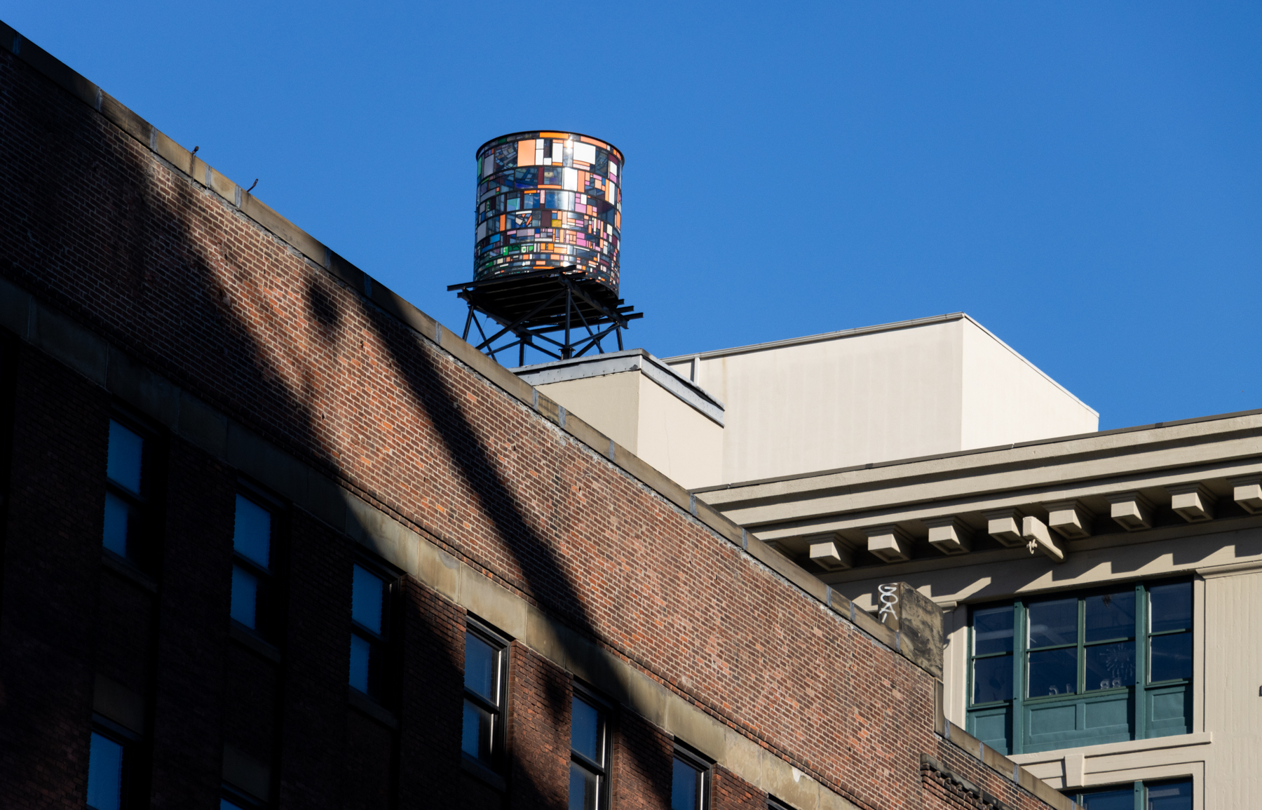 dumbo - watertower installation by tom fruin in dumbo