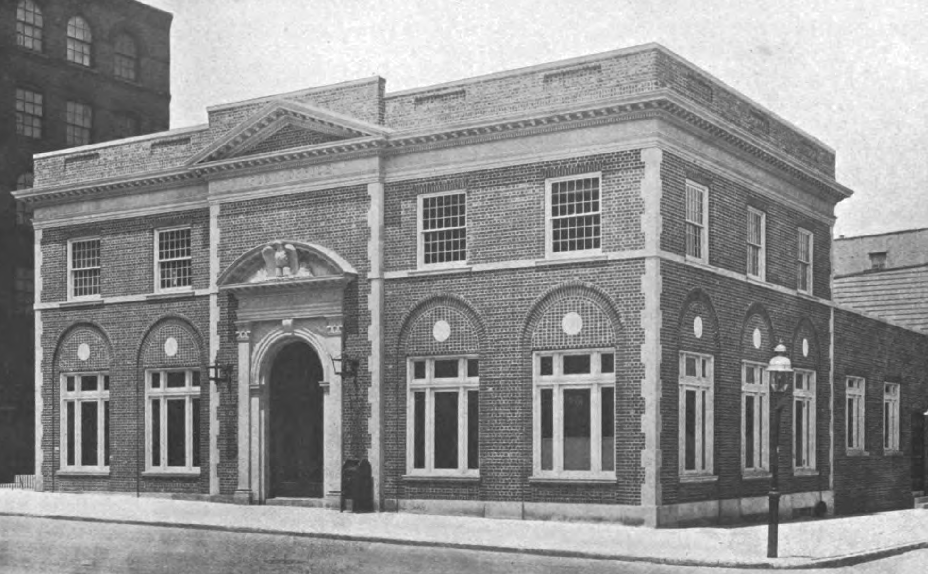 black and white image of a post office