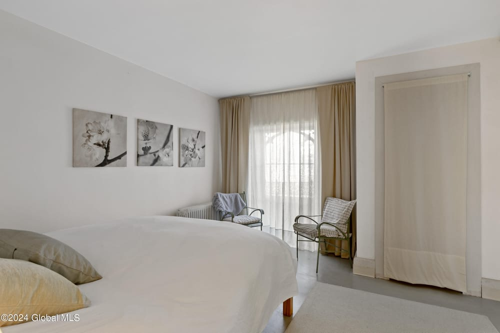bedroom with painted floor