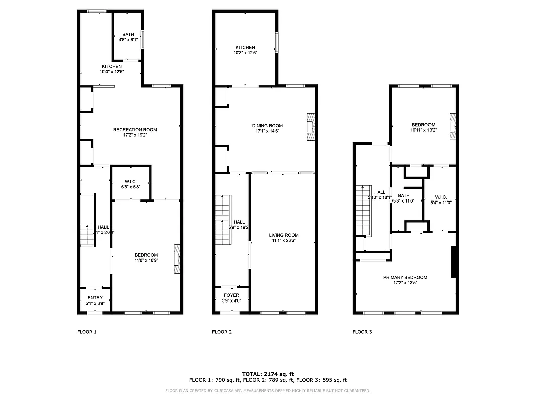floorplan with three floors, apt on garden level