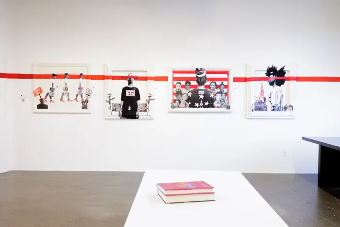 Artist Blu Murphy’s ‘Red Line’ series is shown as part of the Tanya Weddemire Gallery’s ‘I GOT A STORY TO TELL’ exhibit at Industry City.
