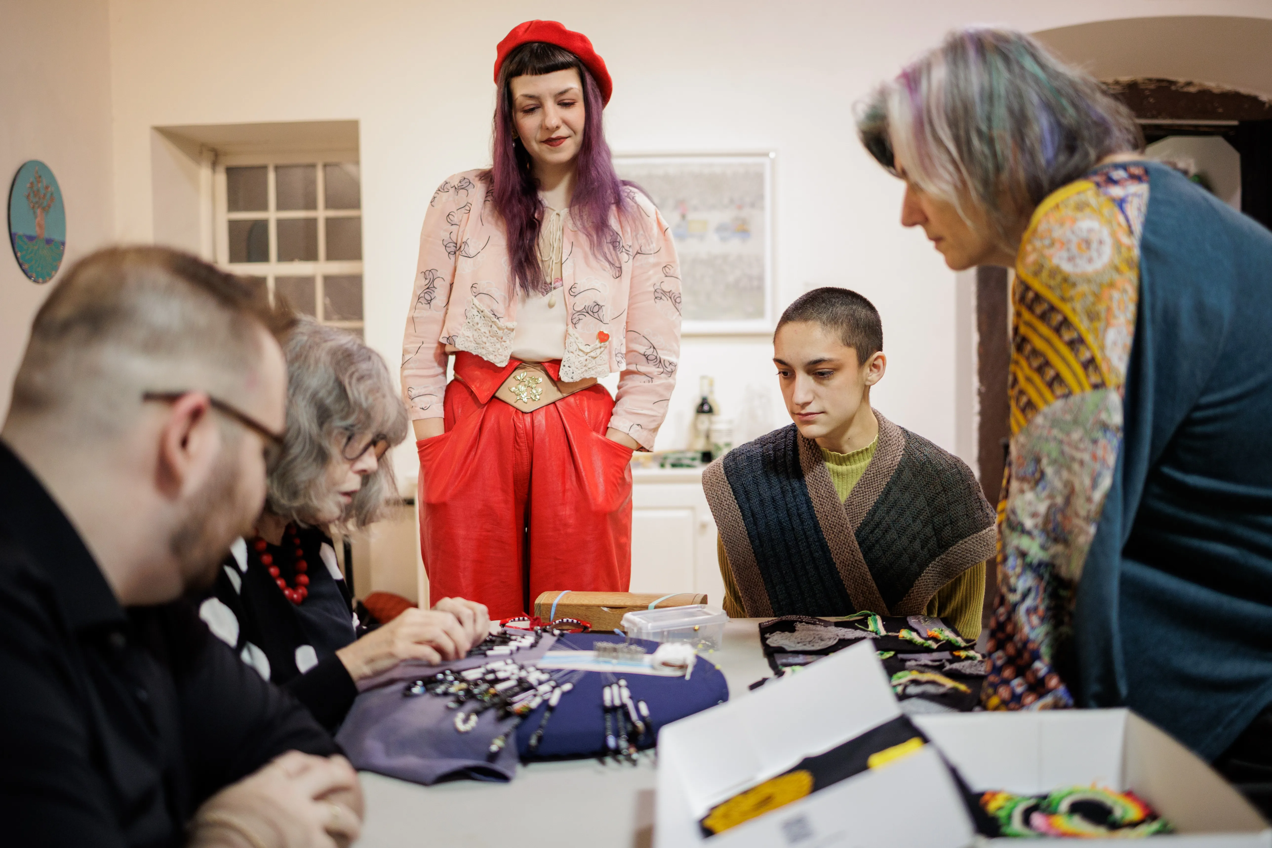 Members of the Brooklyn Lace Guild gather at the Old Stone House in Park Slope during a Feb. 28 meet-up. The group works together, sharing techniques and history, while reviving intricate lace patterns passed down through generations.