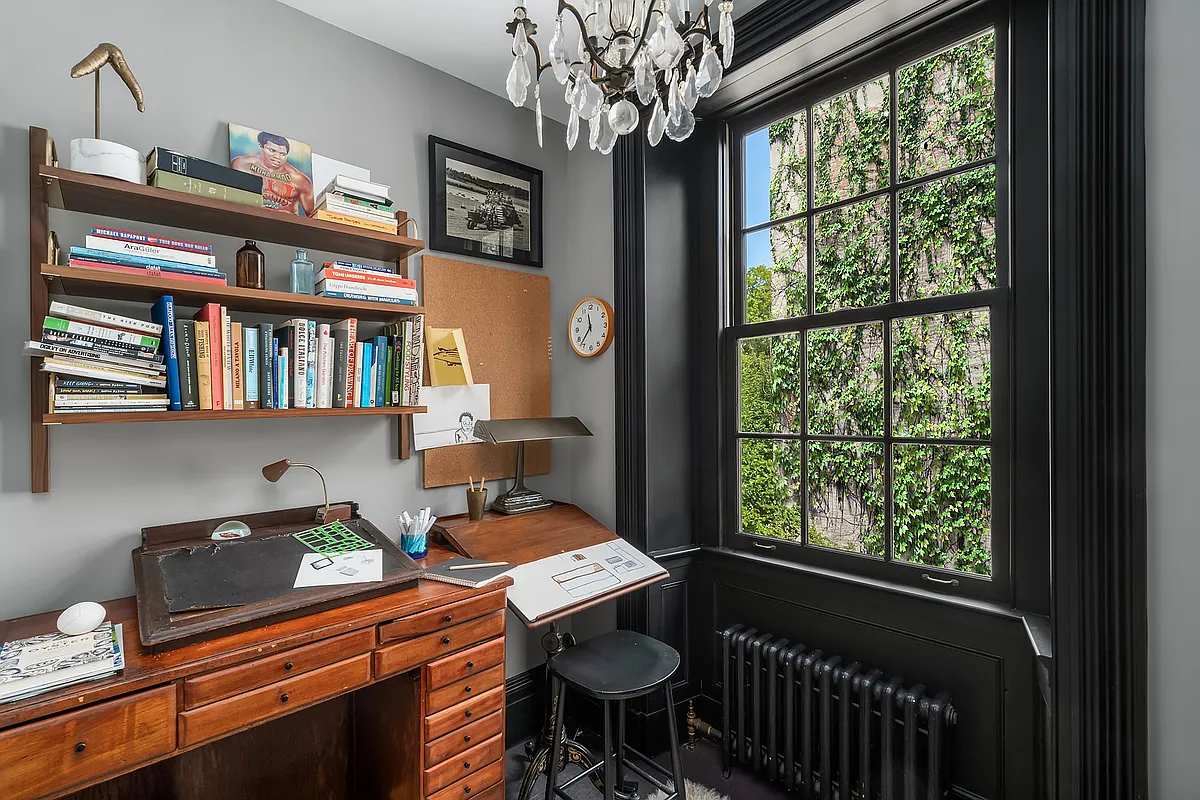 bedroom set up as an office