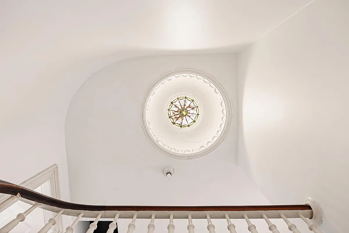 look up at the stained glass skylight
