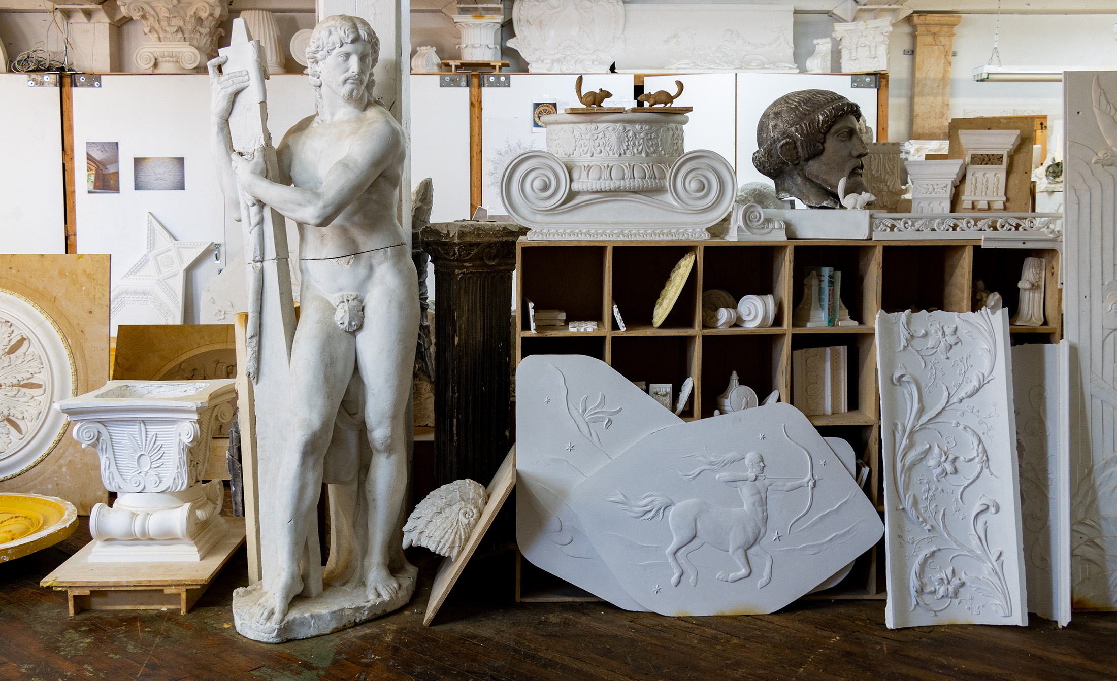 A mixture of historic and new work found in the 10,000 square foot studio