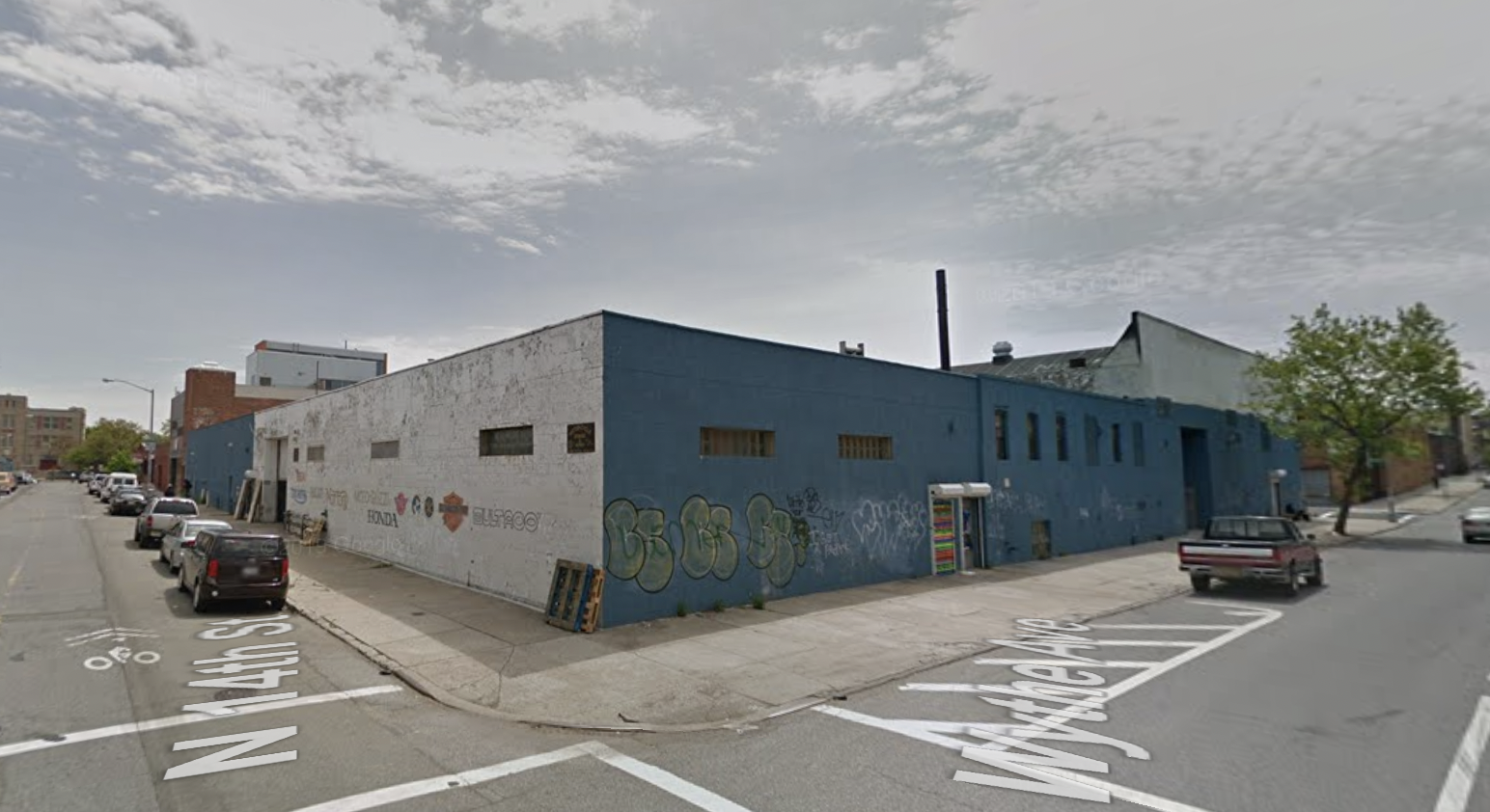 29 Wythe Avenue pictured with an industrial single story building on site in April 2012