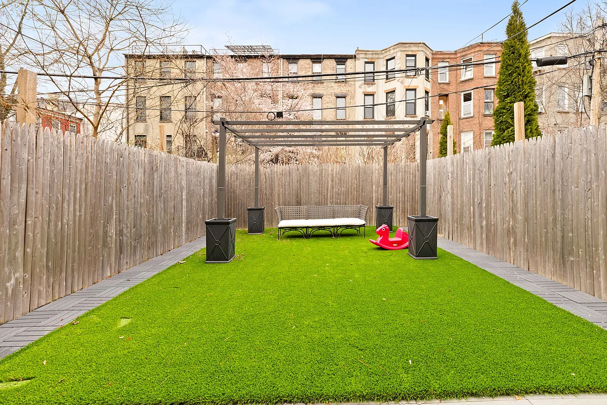 fenced-in rear yard