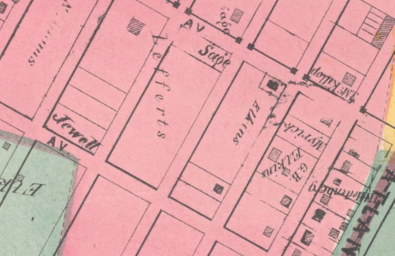 A map of 1869 shows the Elkins property