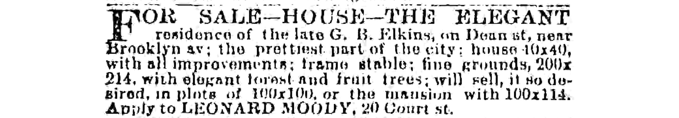 newspaper ad listing house for sale