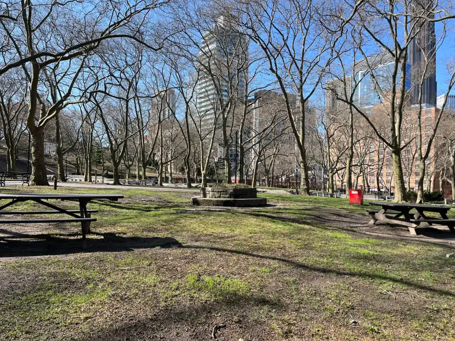The barbecue area in Fort Greene Park, near Myrtle Avenue.