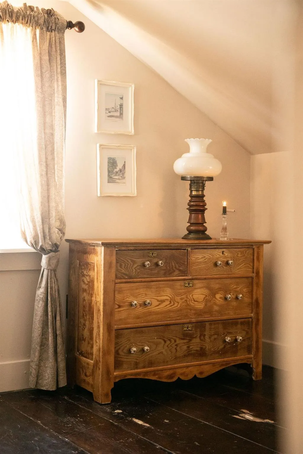 bedroom with dark wood floor