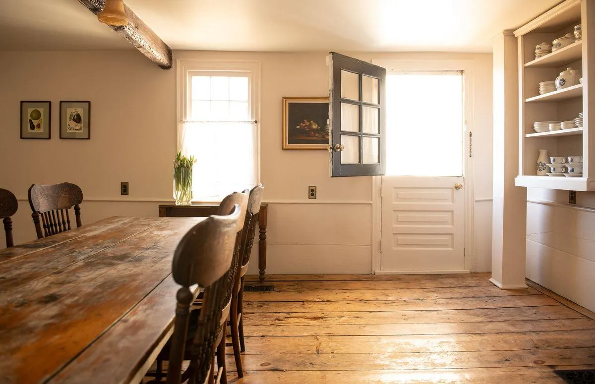 dining room with Dutch door