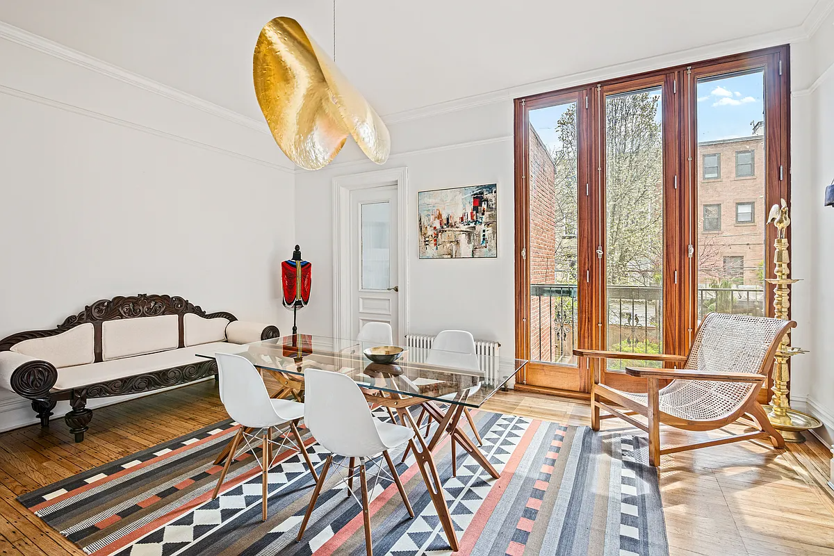 dining room with glass doors to rear deck