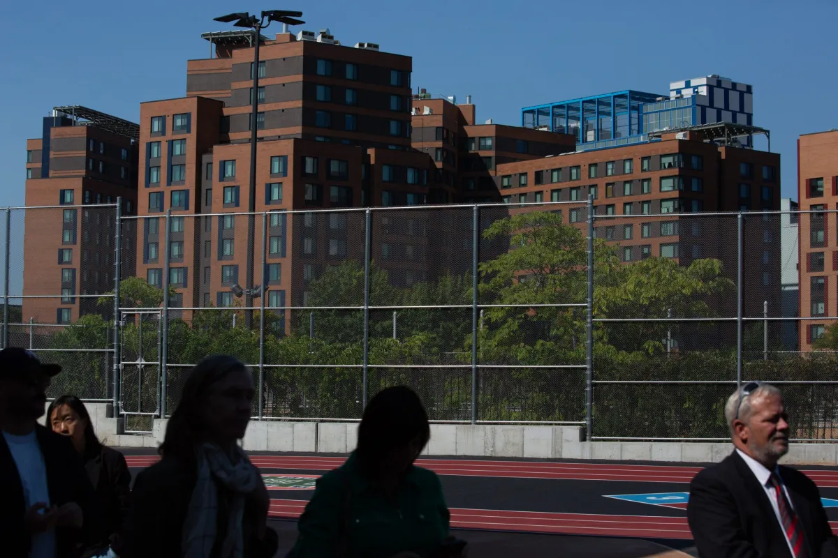 A new housing developments sit near P.S. 487 in the South Bronx, Sept. 4, 2024.