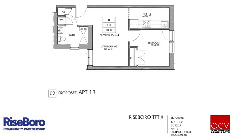 floor plan of a one bedroom unit