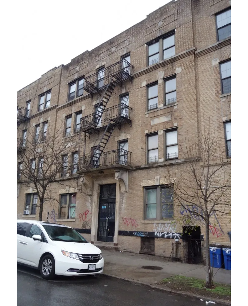 brick building with a fire escape