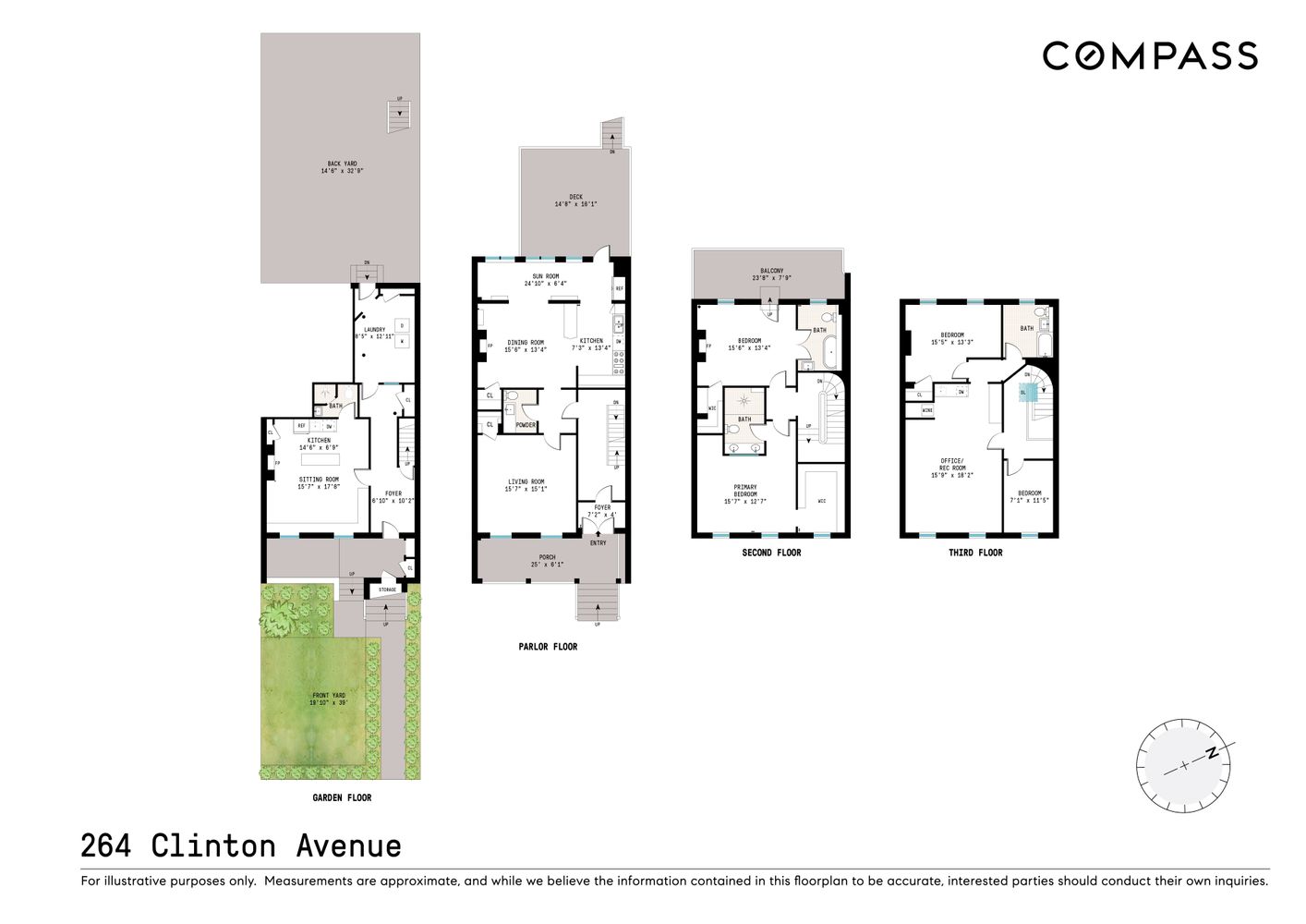 floorplan showing four floors of living space