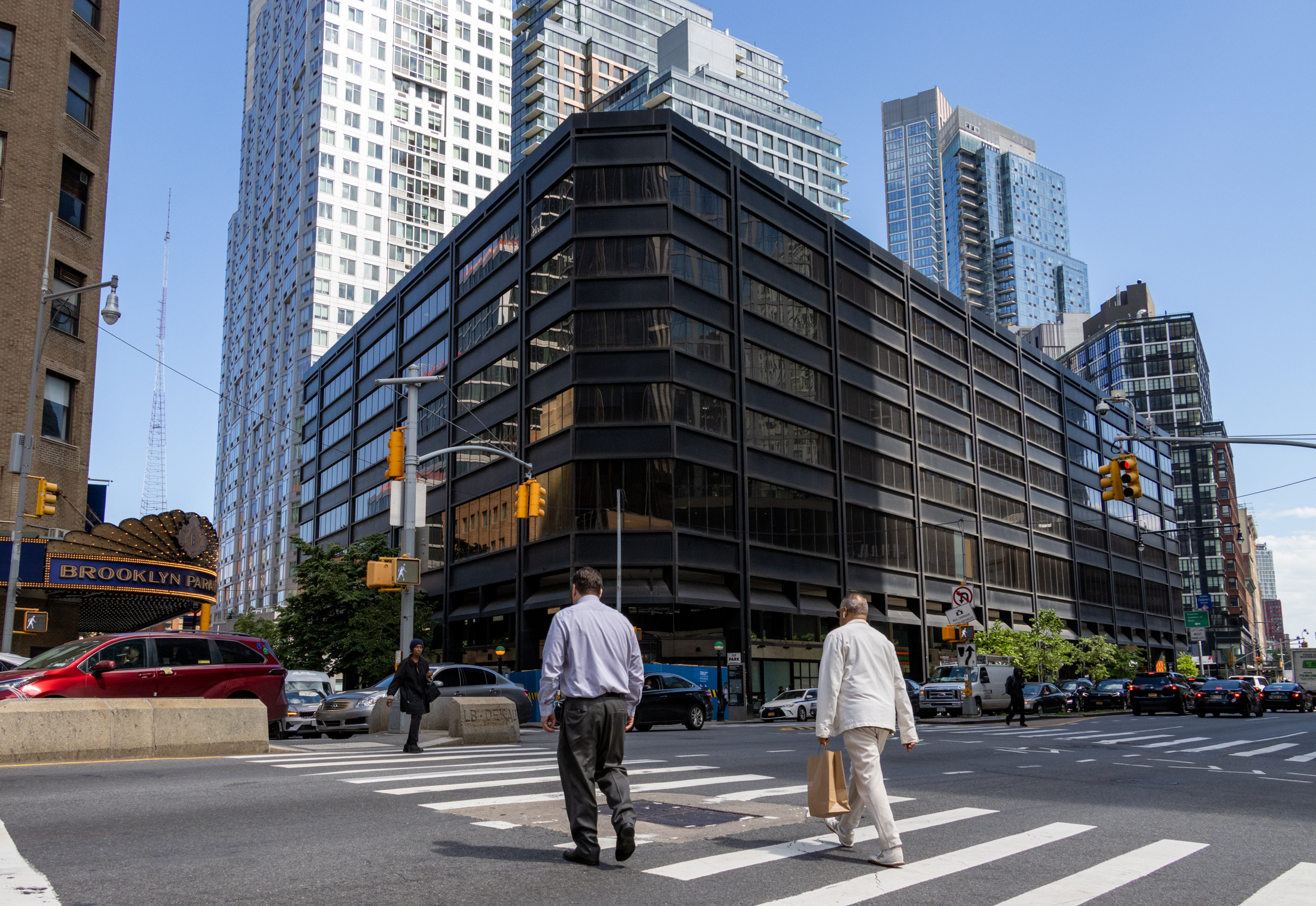 black building wrapping around a corner