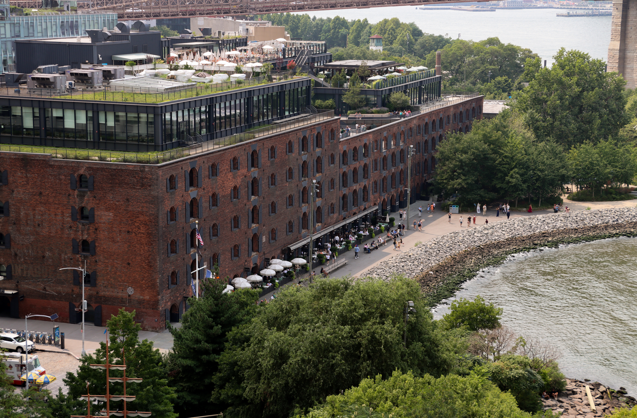 view of brick warehouse building