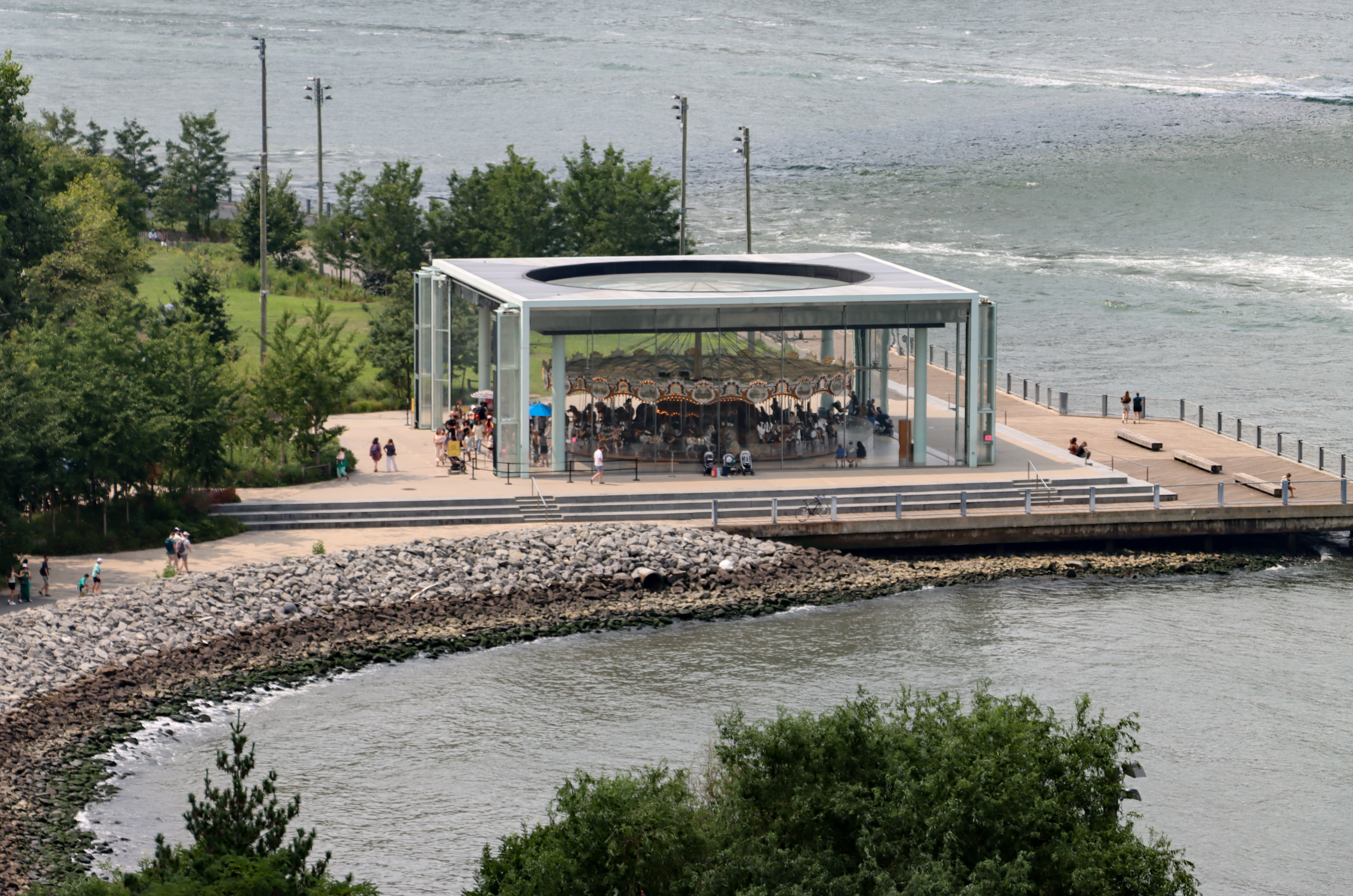 view of jane's carousel along the brooklyn waterfront