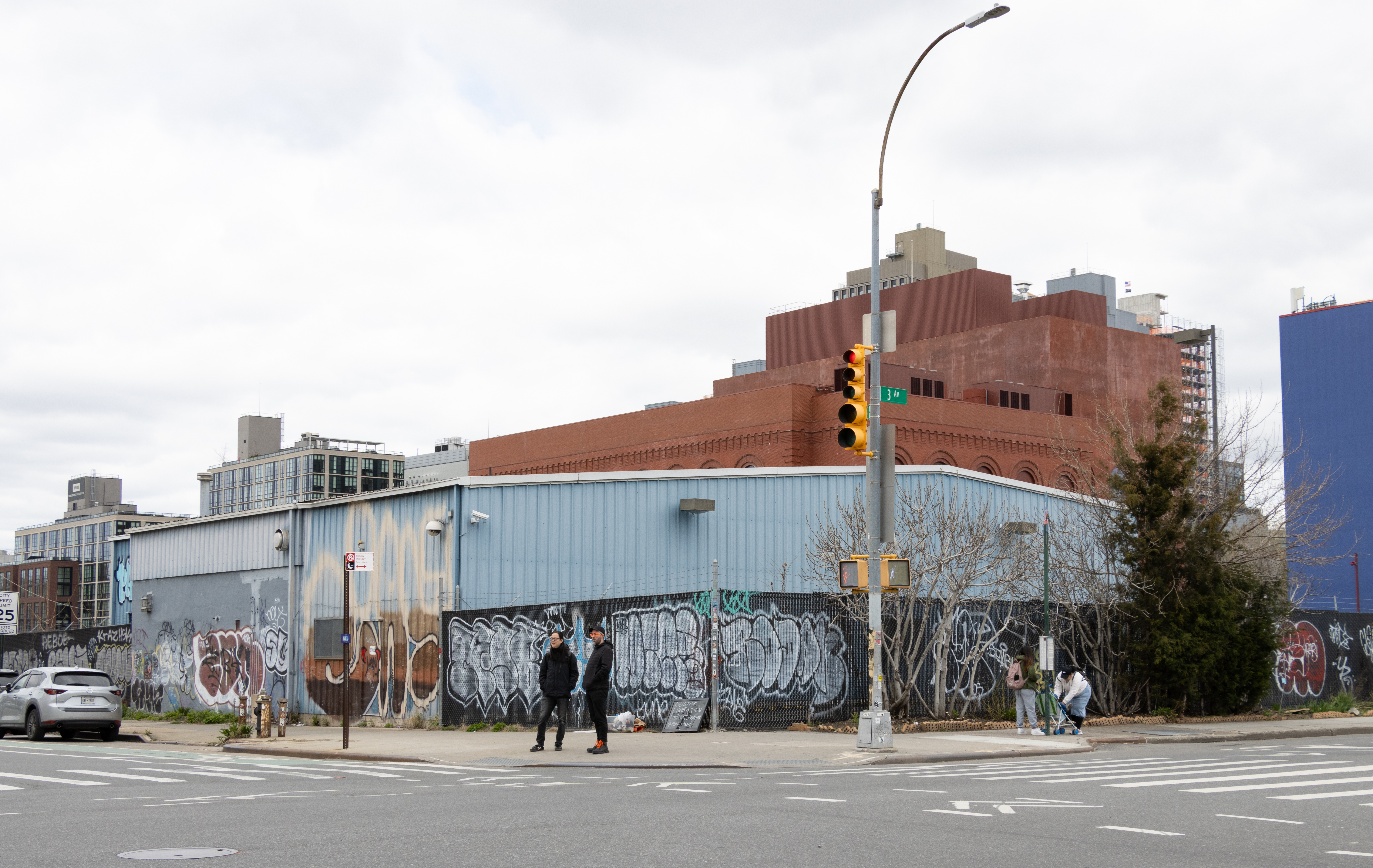 brooklyn - corner of third and third with low scale, blue building and