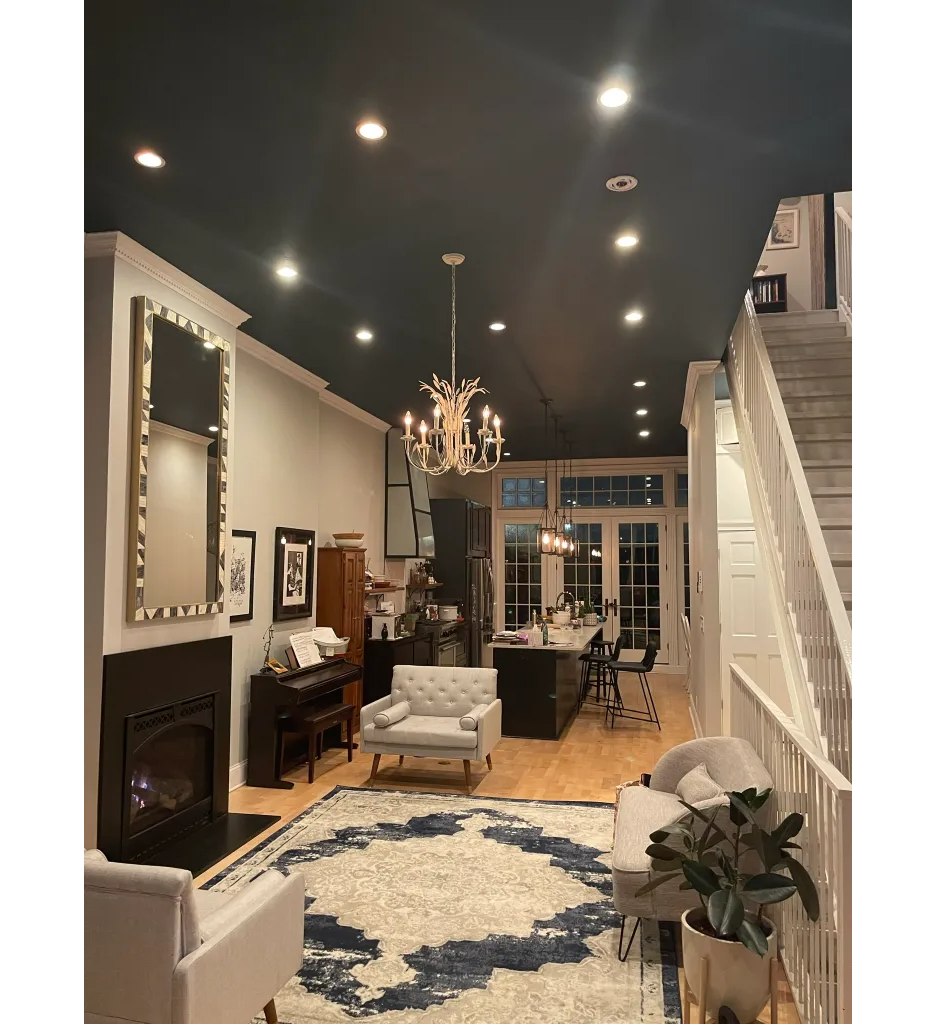 interior with dark walls