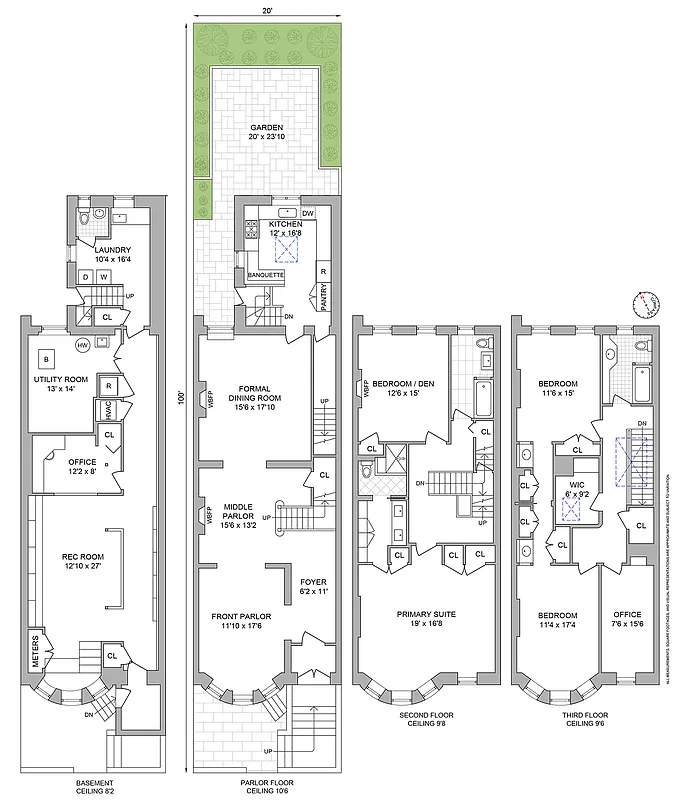 floorplan with four floors of living space